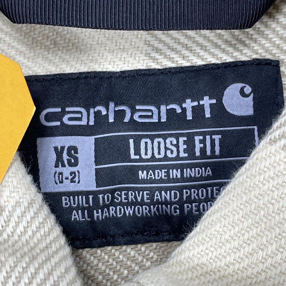 Carhartt Women's Loose Twill Shirt Jacket Shacket Beige Plaid Size XS Cotton NEW - Picture 4 of 6